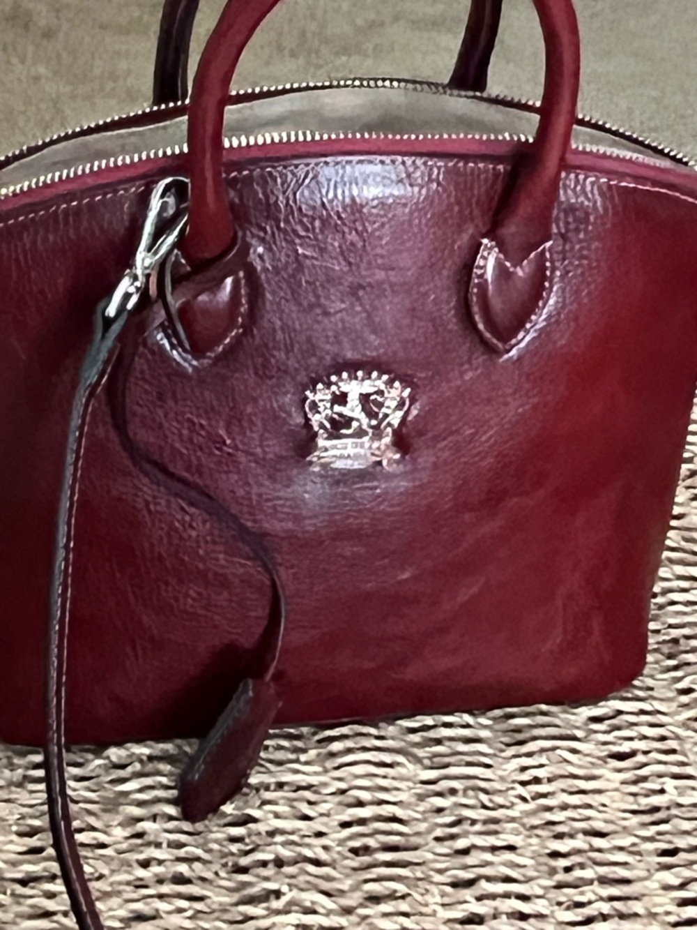 Pratesi women NWT Leather Dome Satchel in Deep Burgundy